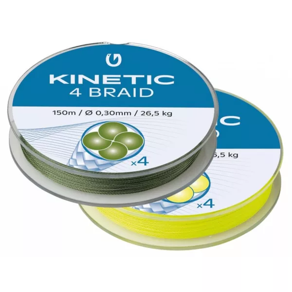 KINETIC 4 Braid 150m 0,08mm/3,3kg Fluo Yellow Geflochtene Schnur