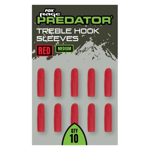 Fox Rage Predator Rote Mittlere Drillingshaken Gummihülse 10Stk