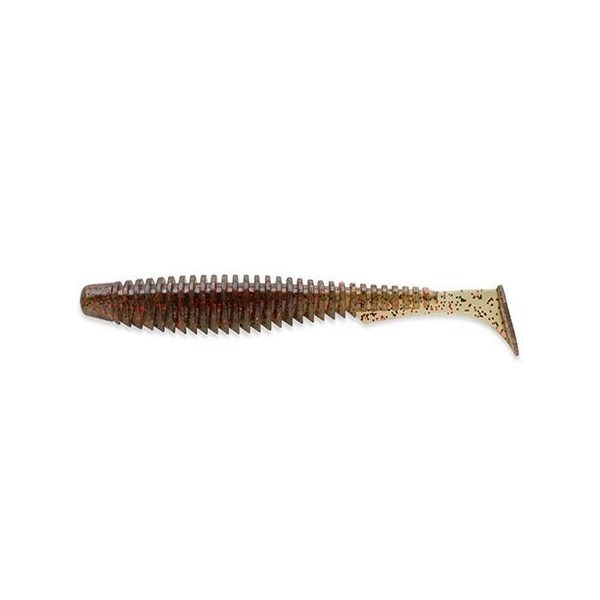 FISHUP U-Shad 6,35cm (9 Stk.), #045 - Grüner Kürbis/Rot & Schwarz Plastikköder