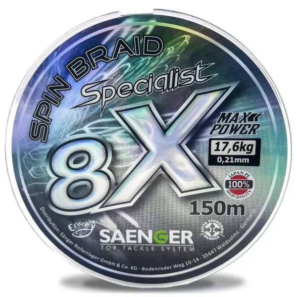 Saenger 8X Specialist Spin Braid Szürke 0,21mm 150m Fonott Főzsinór