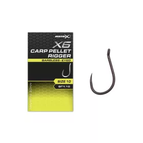   Matrix X6 Carp Pellet Rigger 14 Barbless Ösenhaken, ohne Widerhaken 10 Stk.