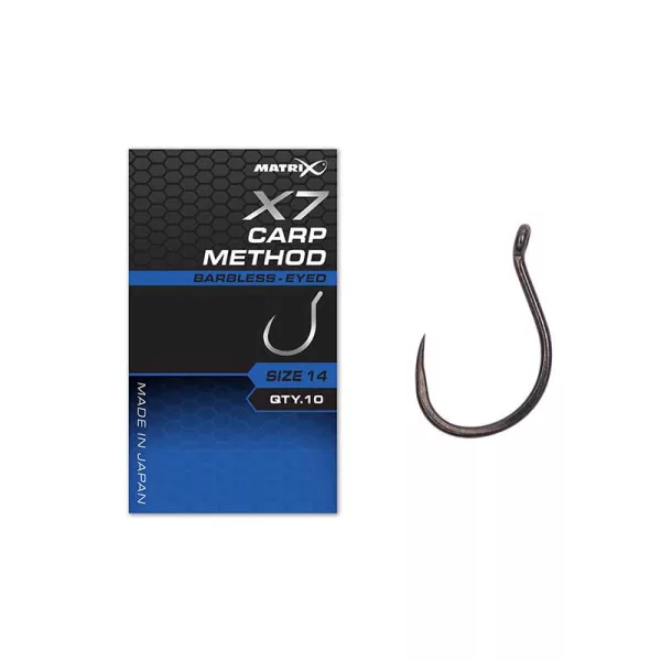 Matrix X7 Carp Method 12 Barbless Ösenhaken, ohne Widerhaken 10 Stk.