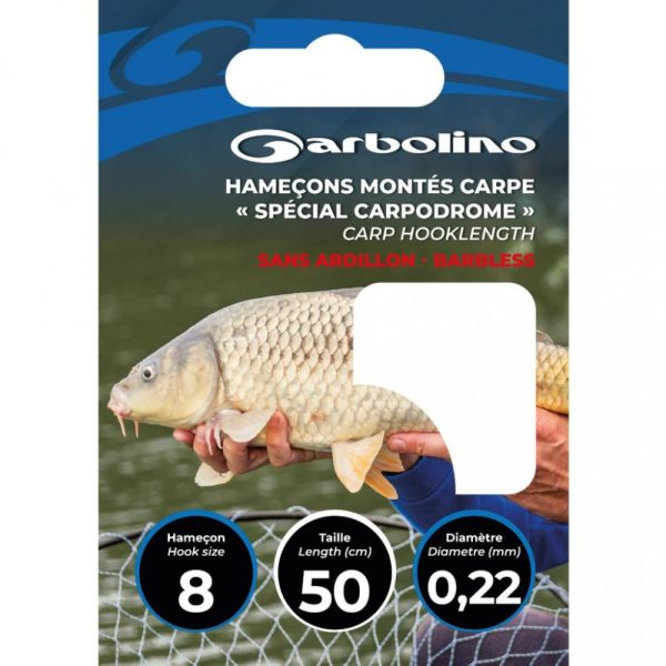 Garbolino Special Carpodrome Hook To Nylon 0,20mm 50cm Größe 12, widerhakenloser monofiler vorgebundener Haken 10 Stk.