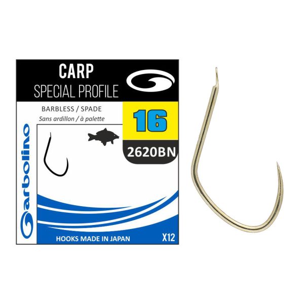Garbolino Carp Special Profile 2620BN 10 Plättchen, Widerhakenloser Feederhaken 14 Stk.