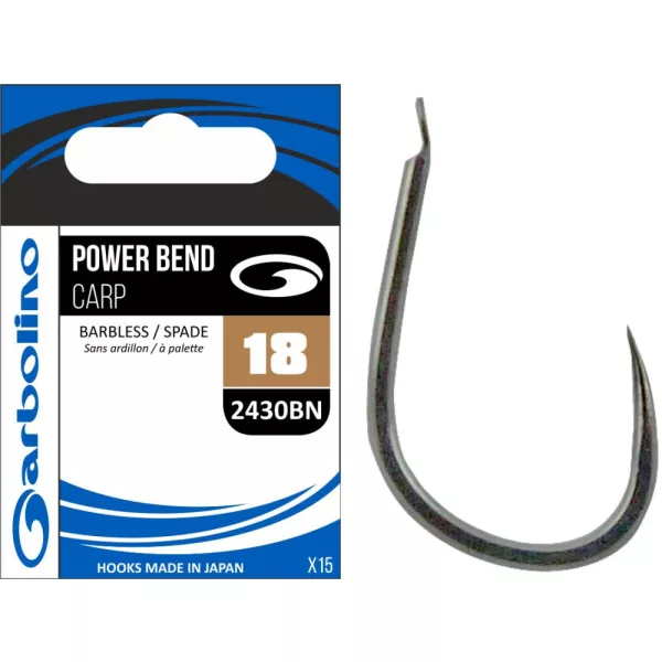 Garbolino - COMMERCIAL MATCH HOOKS - POWER BEND CARP 2430BN - BARBLESS 14 Haken