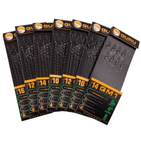   GURU QM1 STANDARD HAIR READY RIGS 4 Größe vorgebundener QM1 Haken 14 (0.19mm)