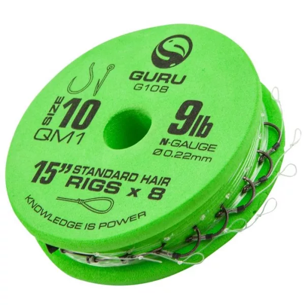 Guru QM1 Standard Hair 15 Größe 10 (0.19mm) vorgebundener Haken