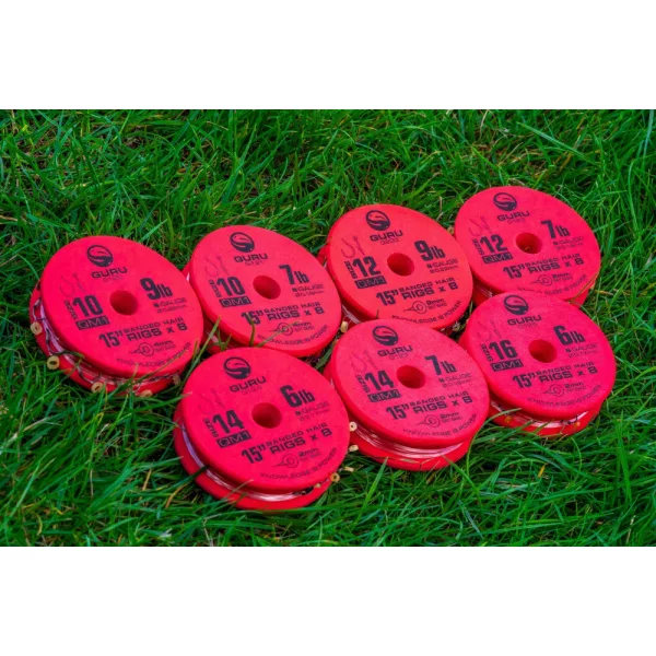 Guru QM1 Bait Bands 10 Ösen, widerhakenloser, vorgebundener Monofilhaken 8 Stk.