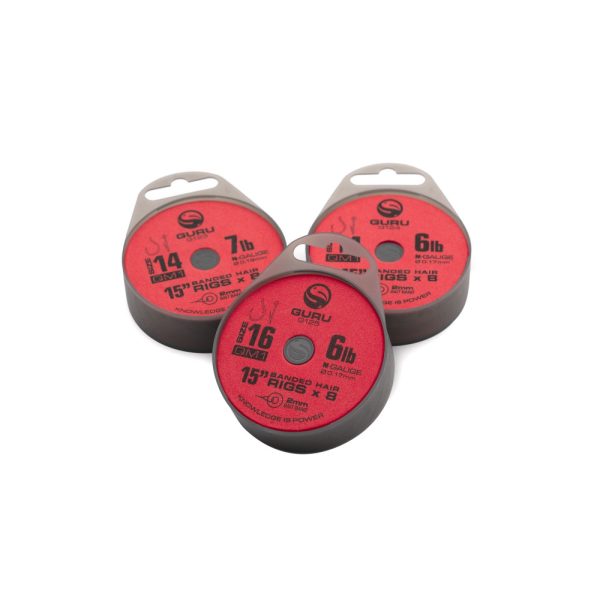 Guru QM1 Bait Bands 14 Ösen, widerhakenloser, vorgebundener Monofilhaken 8 Stk.