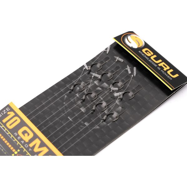 Guru QM1 Speed Stop 10 Ösen, widerhakenloser, vorgebundener Monofilhaken 8 Stk.