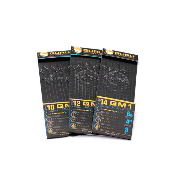 Guru QM1 Bayonet 14 Ösen, widerhakenloser, vorgebundener Monofilhaken 8 Stk.