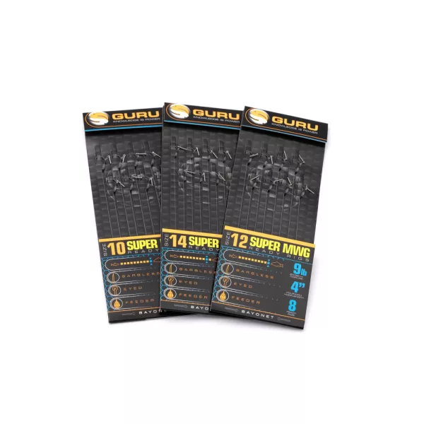 Guru SMWG Bayonet Rig 10 Geöhrter, widerhakenloser Monofil Fertighaken 8 Stk.