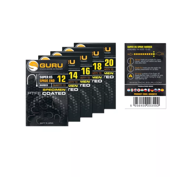 Guru Super XS 20 Karpfenhaken mit Plättchen und Widerhaken 10 Stk.