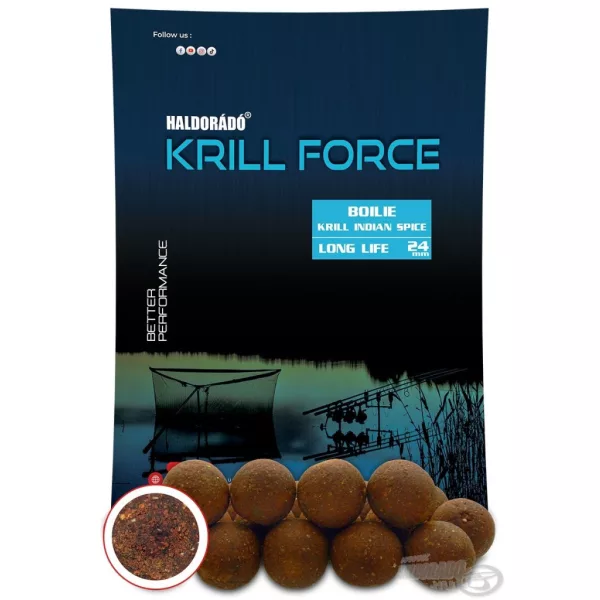 Haldorádó Krill Force Boilie Long Life 24mm Krill Indian Spice Futterboilie 700gr