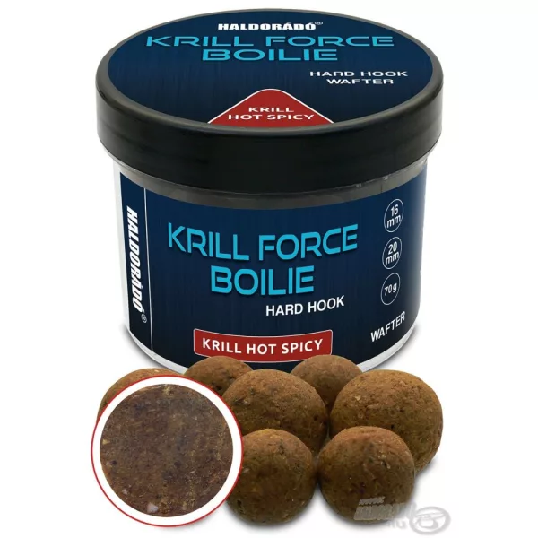 Haldorádó Krill Force Boilie Hard Hook Wafter 16, 20 mm Krill Hot Spicy Hakenboilie 70gr