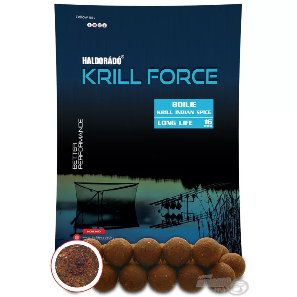 Haldorádó Krill Force Boilie Long Life 16mm Krill Indian Spice Futter Boilie 700gr