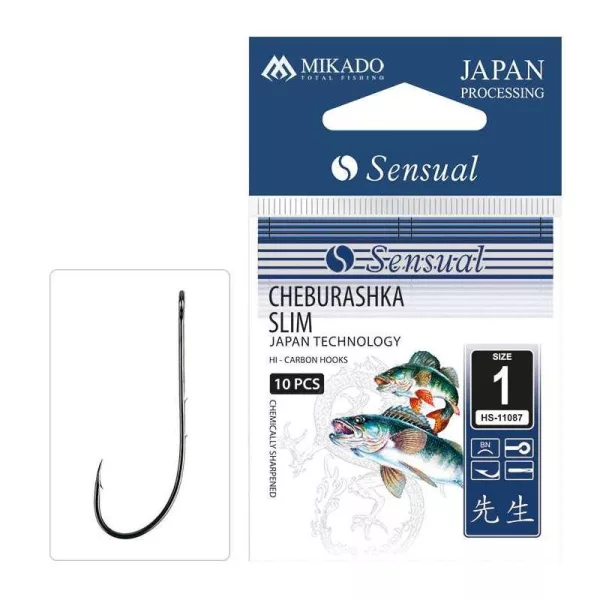 Mikado Cheburashka Slim 3/0 Geösterter, beborbter Einzelhaken für Raubfische 8 Stk.