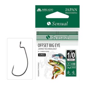  Mikado Sensual Offset Big Eye 2/0 geöst, mit Widerhaken Offset Haken 4 Stk.
