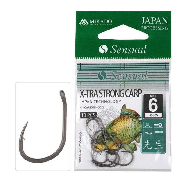 Mikado Xtra Strong Carp 8 Karpfenhaken mit Öhr und Widerhaken 10db