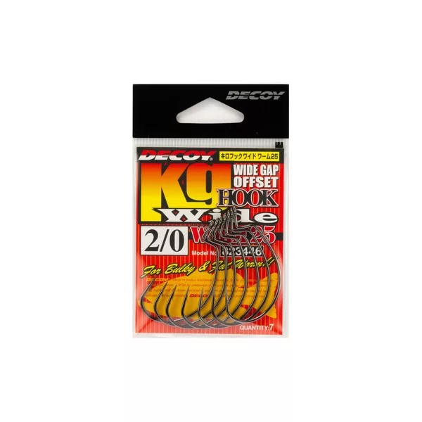 Decoy Worm25 Kg Hook Wide 5/0 Ns Schwarz Widerhaken, Öhr Offset-Haken 4 Stk.