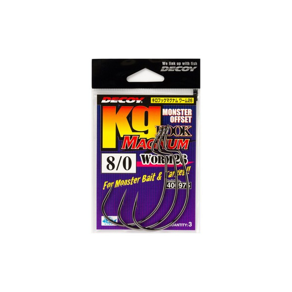 Decoy Worm26 Kg Hook Magnum 6/0 Ns Schwarz Widerhaken, Öhr Offset-Haken 4 Stk.