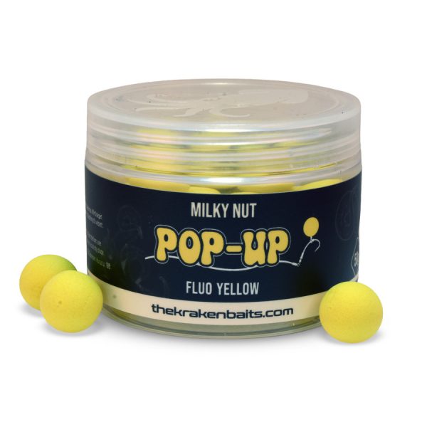 The Kraken Baits Milky Nut Fluo Yellow Kokos-Milch 12mm Pop Up 50gr