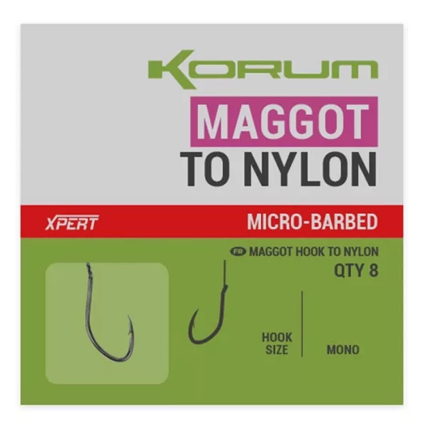 Korum Xpert Maggot Hooks To Nylon Monofil Vorgebundener Widerhakenhaken 16