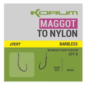   Korum Xpert Maggot Hooks To Nylon Monofile vorgebundene Haken ohne Widerhaken 14