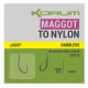 Korum Xpert Maggot Hooks To Nylon Monofile vorgebundene Haken ohne Widerhaken 16