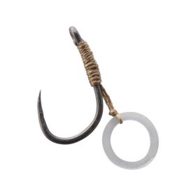   Korum Banded Hook Hairs 12 Widerhakenloser Boilie-Haken mit Öse und Pelletring 5 Stück