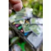 Korum Quickstop Hook Hairs 12 mit Öhr, mit Widerhaken, Monofil vorgebundene Haken 4 Stk.