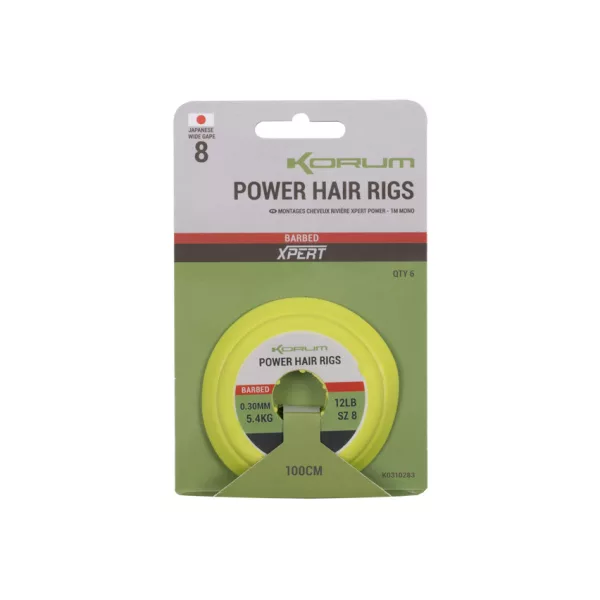Korum Power Hair Rigs 12 BD Geöst, Widerhaken Vorfachhaken 6 Stk.