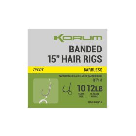   Korum Banded Hair Rigs 10 Barbless Widerhakenlos, Geöst Monofil Vorfachhaken 8 Stk.