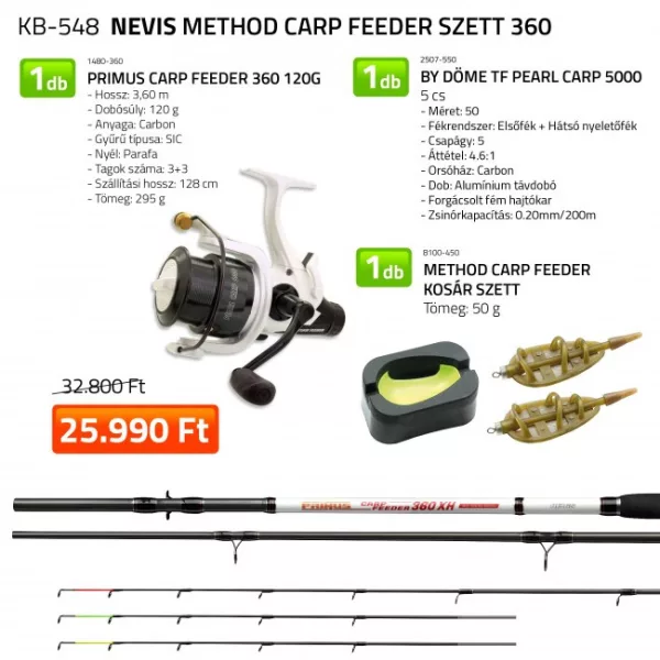 Nevis Primus Carp Feeder 360 120gr Rute By Döme TF Pearl Carp 5000 Rolle mit Method Carp Feeder Korbsatz Angelset