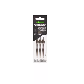   Korda Kable Leadcore Leader Hybrid Lead Clip QC Swivel Gravel Bojlis Rig 50cm 3 Stk.
