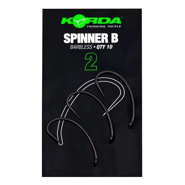Korda Spinner B Hook 2 Öhrhaken, Widerhakenloser Boilie-Haken 10 Stk.