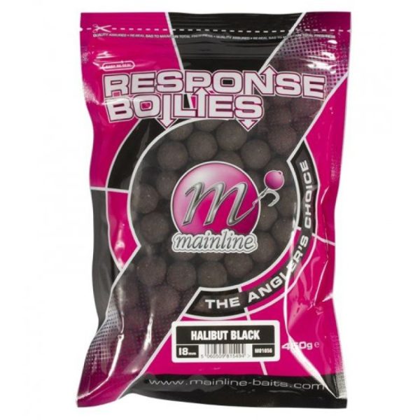 Mainline Shelf Life Boilies Response Halibut Black 18mm - Angelboilie
