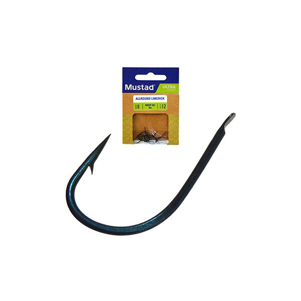 Mustad Blue Allround Hook 8 Plättchen-, Widerhaken-Feederhaken 12 Stk.