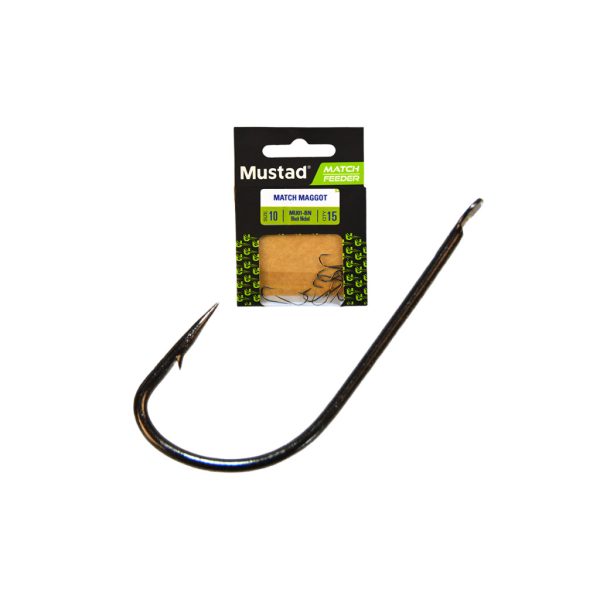 Mustad Ultra NP Match Maggot 10 Haken mit Plättchen und Widerhaken 15 Stück