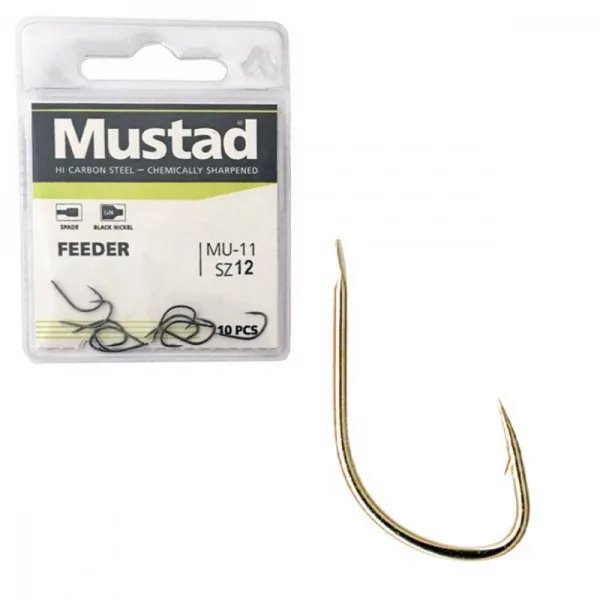 Mustad Ultra NP Feeder Größe 12, mit Plättchen, Widerhaken-Karpfenhaken 10 Stk.