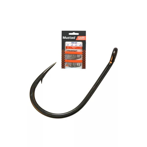 Mustad Carp Wide Gape 1 Ösen-, Widerhaken-Bojliehaken 12 Stk.