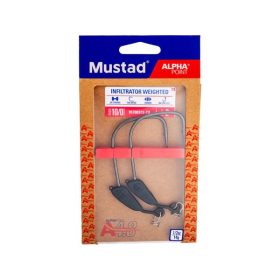   Mustad Infiltrator Weighted 2/0 3gr Gewichteter Offset-Haken 3 Stk.