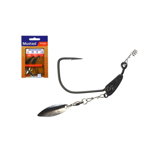 Mustad Infiltrator Blade Weighted 10gr 8/0 gewichteter Offset-Haken 2 Stück