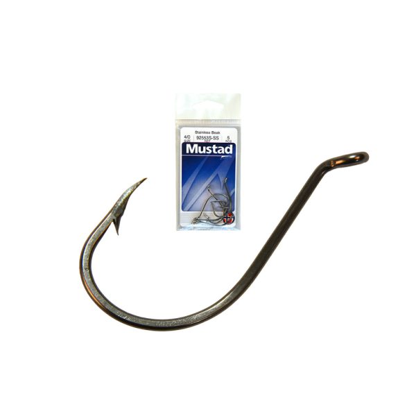 Mustad Beak Stainless Steel 5/0 mit Öhr, Widerhaken Zanderangelhaken 5 Stück