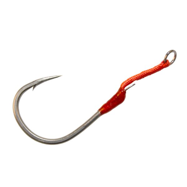 Mustad Hoodlum Speed Single 10/0 Widerhakenhaken mit Platte und Assist Rig 2 Stück