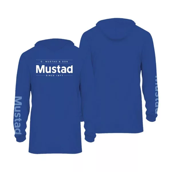 Mustad Blue Brand Longsleeve UV With Hood S Kapuzen-Langarmshirt