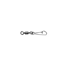   Mustad Rolling Swivel Round Eye With Hook Snap 6 Black Nickel Wirbel 10Stk