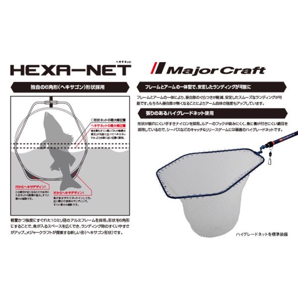 Major Craft Hexa Net Kescherkopf L 67x58cm Blau