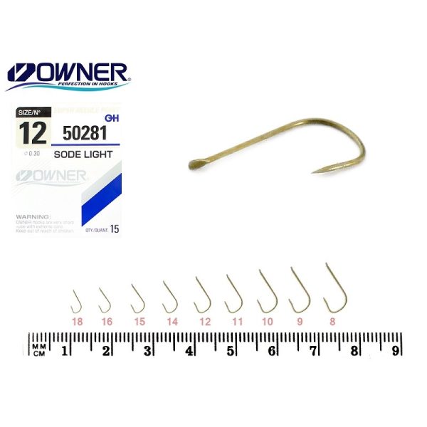 Owner Sode Light 50281 18 mit Plättchen, Brassenhaken mit Widerhaken 14 Stk.