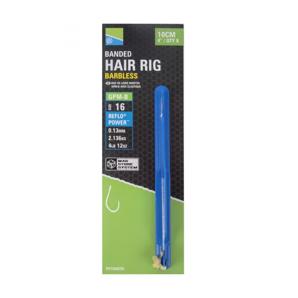 Preston GPMB Banded Hair Rigs 10cm 14 GPMB Monofil vorgebundener Haken